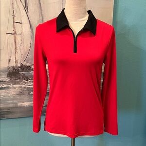 Pinspark Red Quarter Zip Golf Pullover, Small